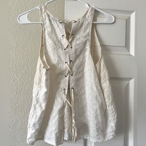 American Eagle patchwork lace up back tank